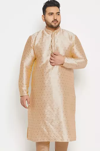 Men's gold silk blend kurta