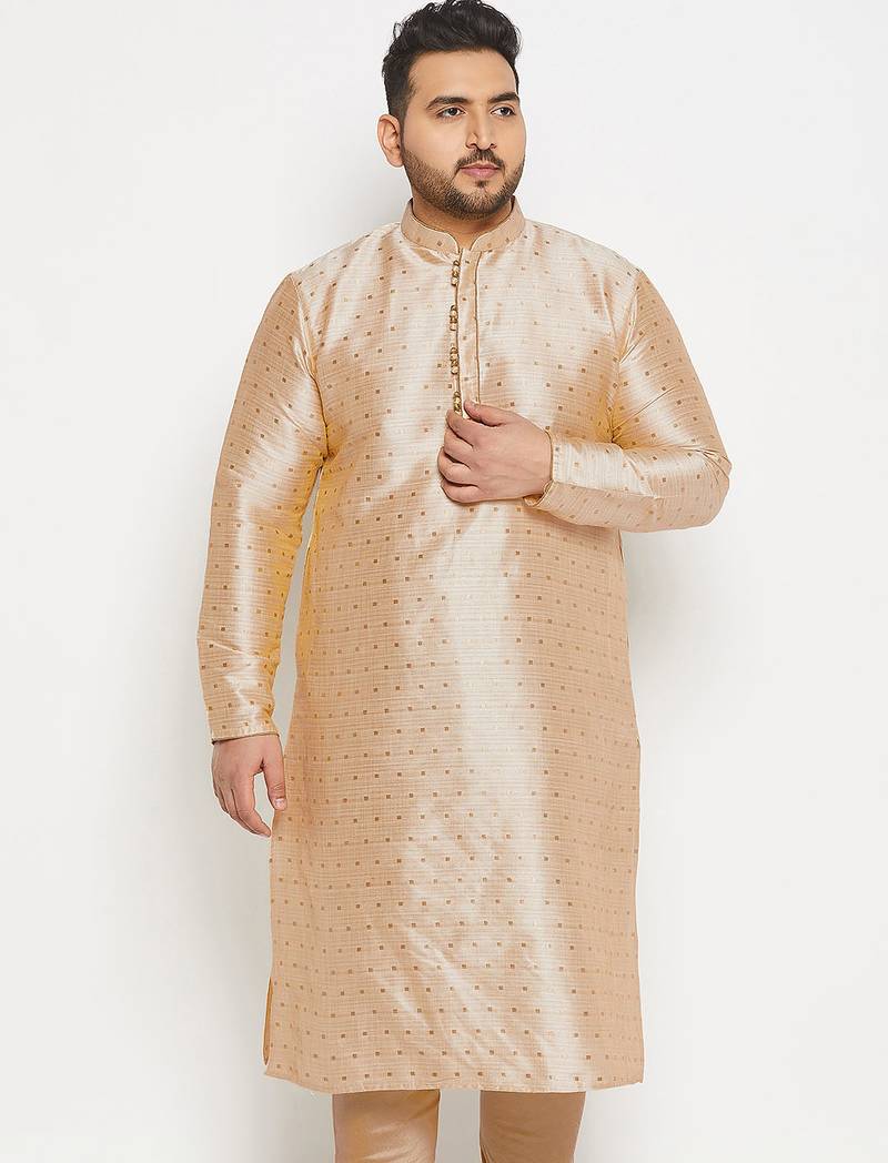 Men's gold silk blend kurta