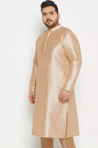 Men's gold silk blend kurta