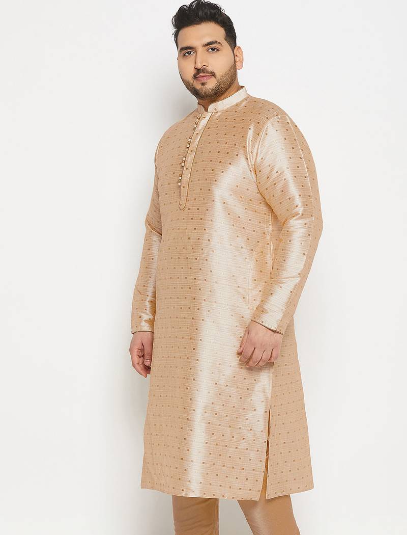 Men's gold silk blend kurta
