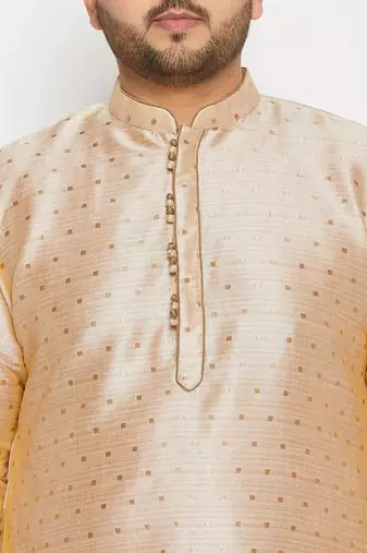 Men's gold silk blend kurta