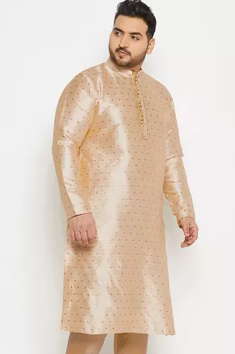 Men's gold silk blend kurta