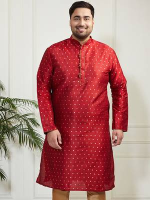 Men's maroon silk blend kurta 1
