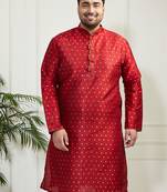 Men's maroon silk blend kurta