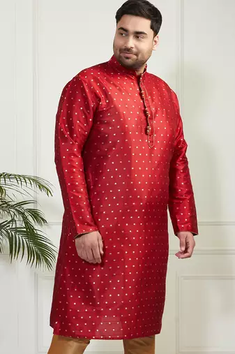 Men's maroon silk blend kurta