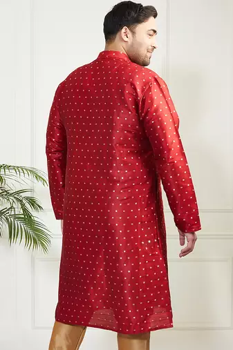 Men's maroon silk blend kurta