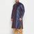 Men's royal blue silk blend kurta and dhoti set