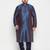 Men's royal blue silk blend kurta pyjama set