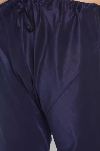 Men's royal blue silk blend kurta pyjama set