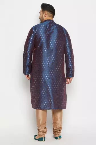 Men's egyptian blue silk blend kurta pyjama set