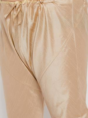 Men's gold silk blend kurta pyjama set 5