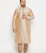 Men's gold silk blend kurta pyjama set