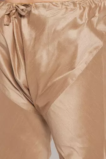 Men's gold silk blend kurta pyjama set