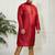 Men's maroon silk blend kurta pyjama set
