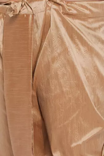 Men's maroon and rose gold silk blend kurta and dhoti set