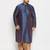 Men's blue and rose gold silk blend kurta and dhoti set