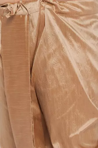 Men's blue and rose gold silk blend kurta and dhoti set