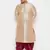 Men's beige and maroon silk blend kurta and dhoti set