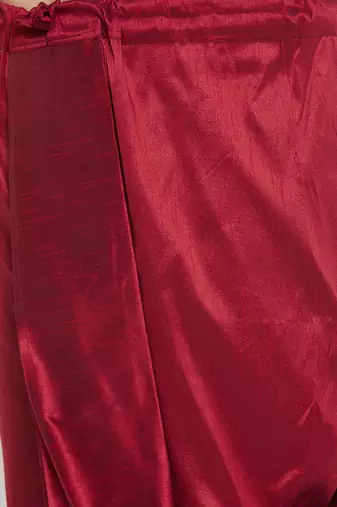 Men's beige and maroon silk blend kurta and dhoti set