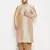 Men's beige and rose gold silk blend kurta and dhoti set