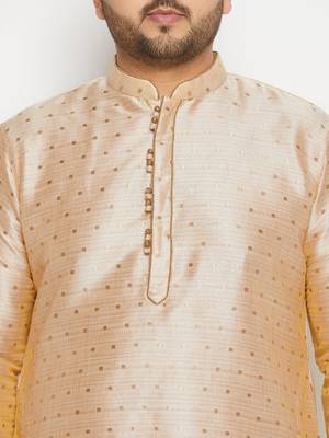 Men's beige and rose gold silk blend kurta and dhoti set 4