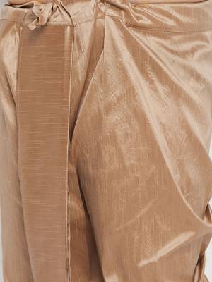 Men's beige and rose gold silk blend kurta and dhoti set 5