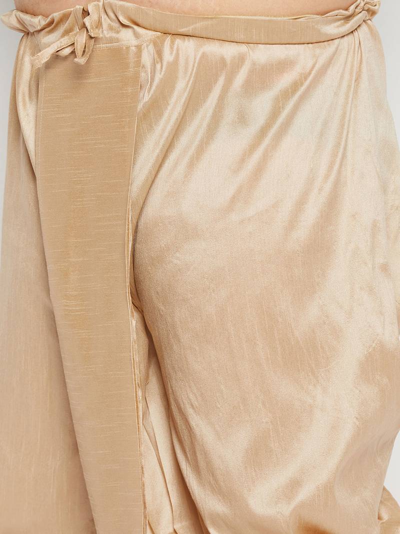 Men's maroon and gold silk blend kurta and dhoti set