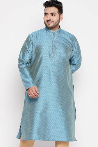 Men's aqua blue silk blend kurta