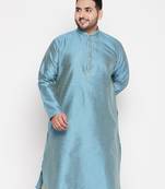 Men's aqua blue silk blend kurta
