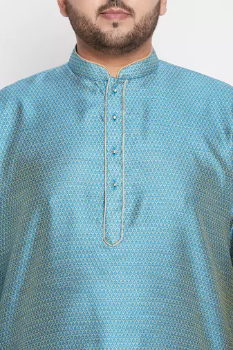 Men's aqua blue silk blend kurta