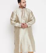 Men's beige silk blend kurta
