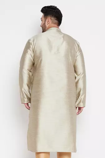 Men's beige silk blend kurta