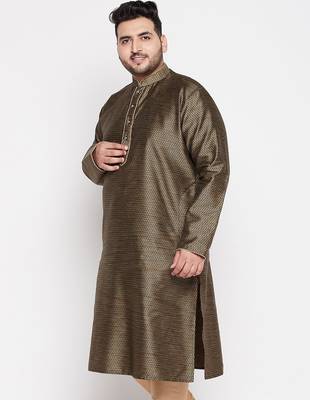 Men's Brown silk blend kurta 2