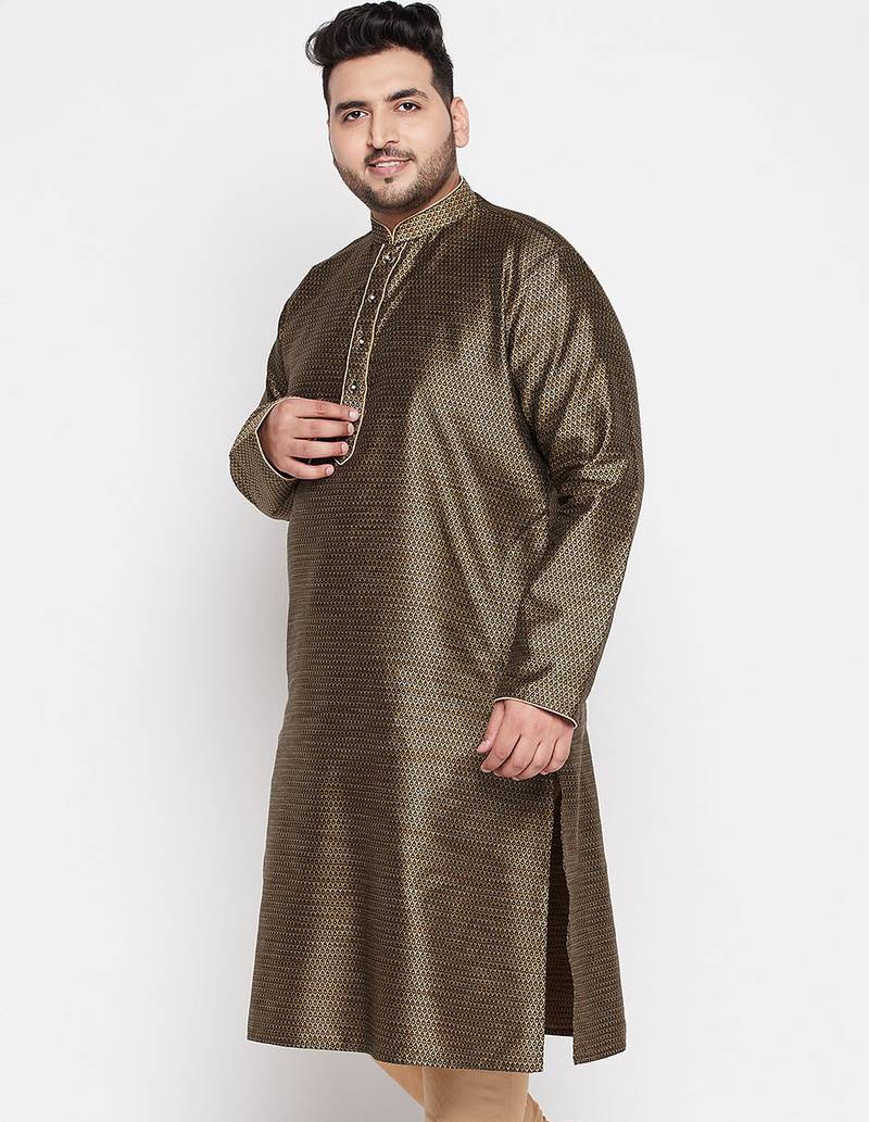 Men's Brown silk blend kurta