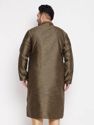 Men's Brown silk blend kurta 3