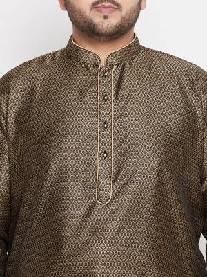 Men's Brown silk blend kurta 4