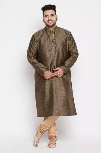 Men's Brown silk blend kurta