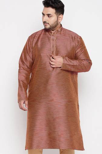 Men's maroon silk blend kurta