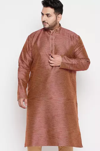 Men's maroon silk blend kurta