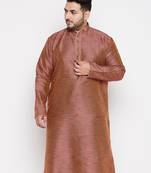 Men's maroon silk blend kurta