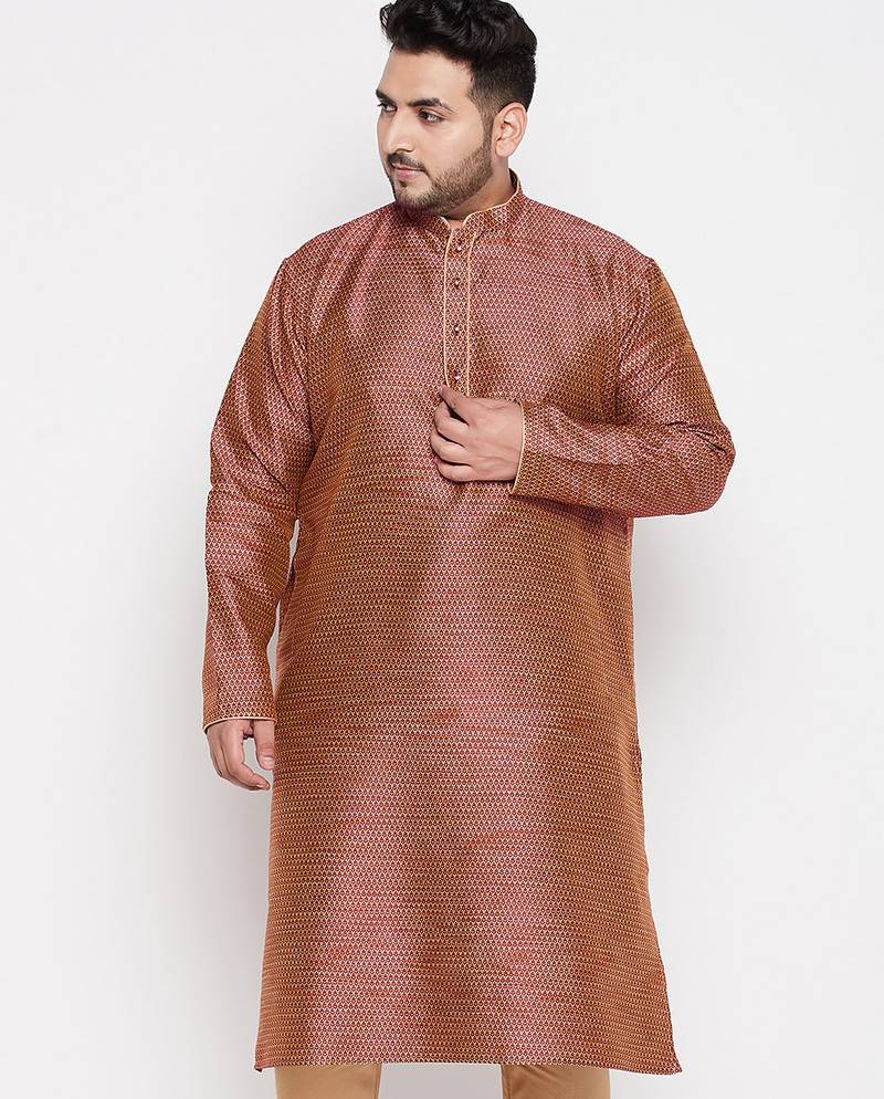 Men's maroon silk blend kurta