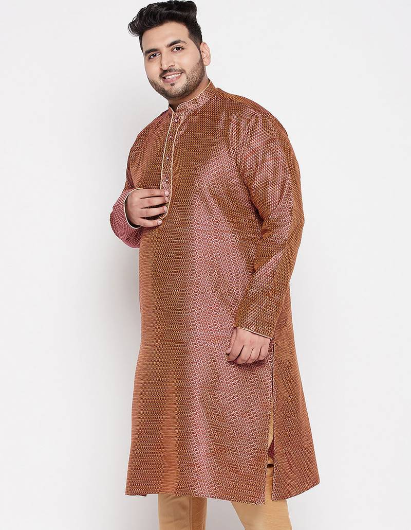 Men's maroon silk blend kurta