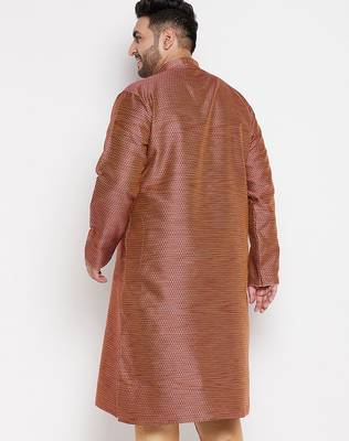 Men's maroon silk blend kurta 3