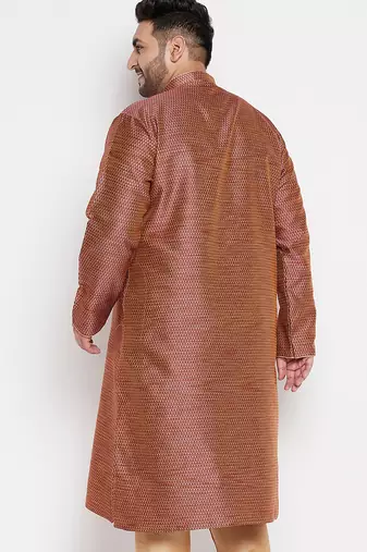 Men's maroon silk blend kurta