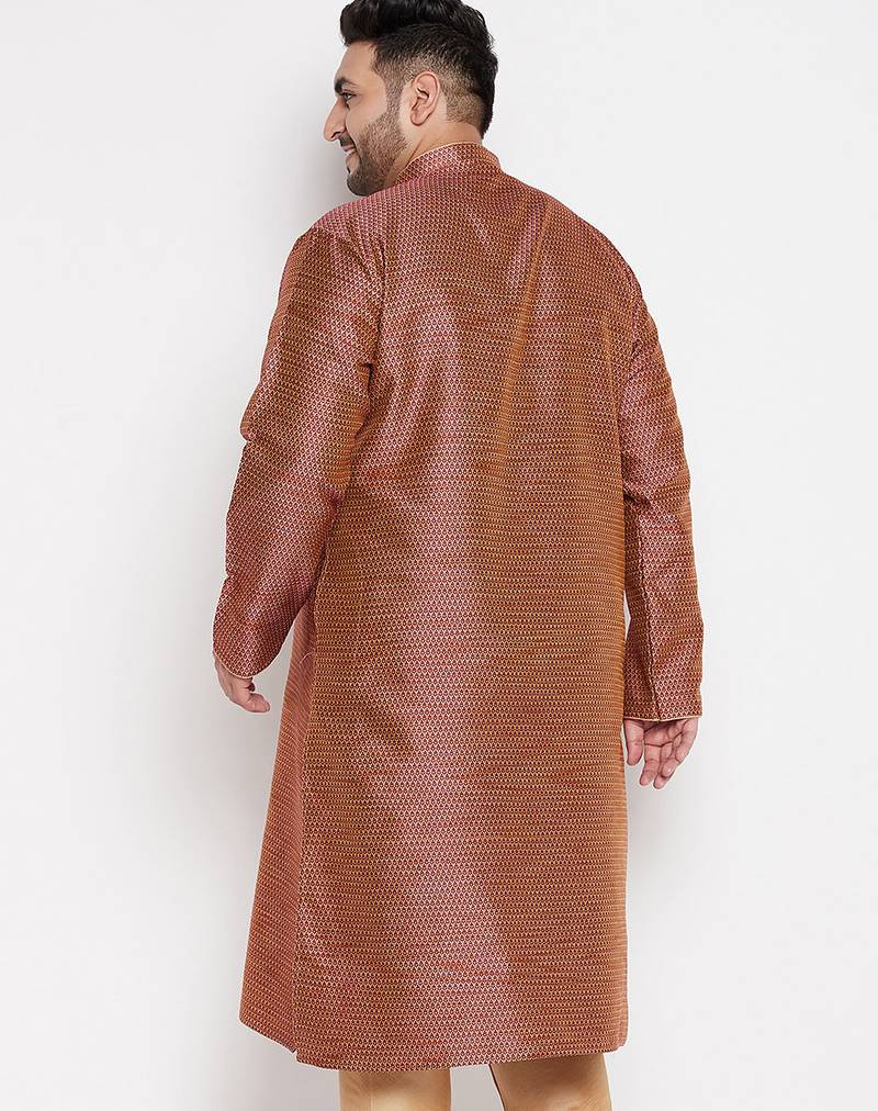 Men's maroon silk blend kurta