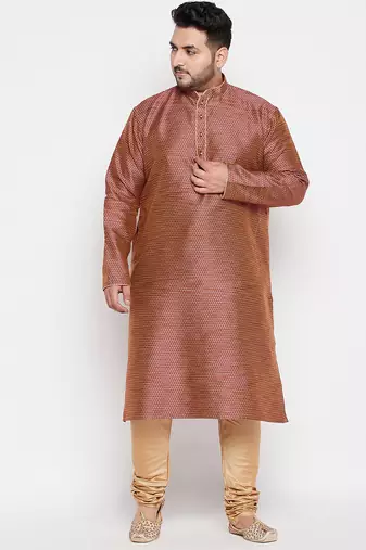 Men's maroon silk blend kurta