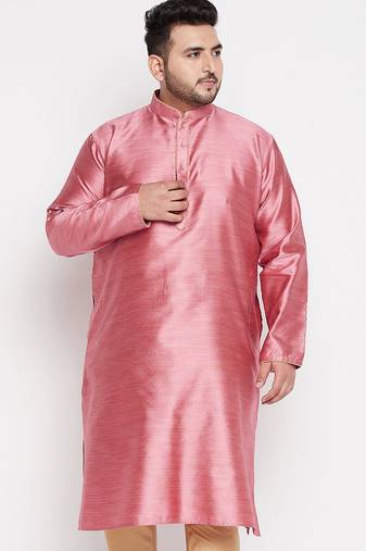 Men's pink silk blend kurta