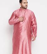 Men's pink silk blend kurta