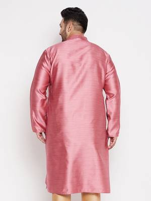 Men's pink silk blend kurta 3