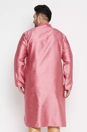 Men's pink silk blend kurta